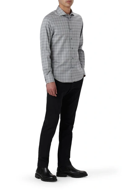 Bugatchi Axel Shaped Fit Plaid Stretch Cotton Button-up Shirt In Cement