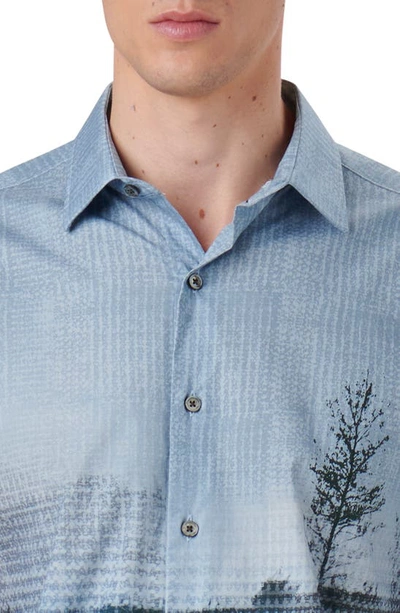 Bugatchi Julian Photoprint Cotton Button-up Shirt In Chestnut