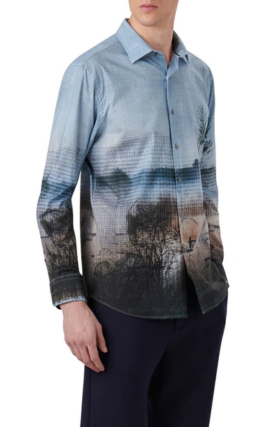Bugatchi Julian Photoprint Cotton Button-up Shirt In Chestnut