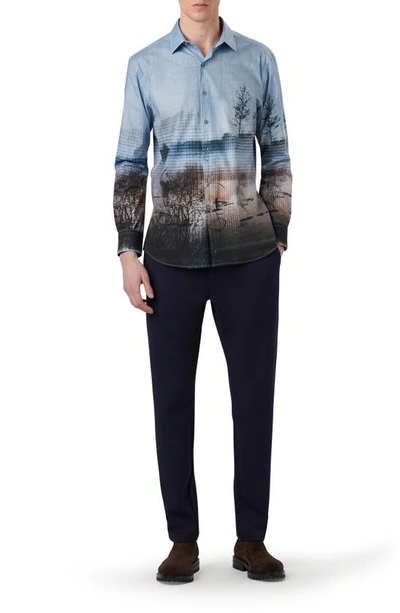 Bugatchi Julian Photoprint Cotton Button-up Shirt In Chestnut