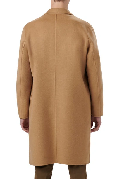 Shop Bugatchi Tailor Fit Wool Blend Longline Coat In Camel