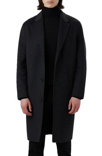 Shop Bugatchi Tailor Fit Wool Blend Longline Coat In Anthracite