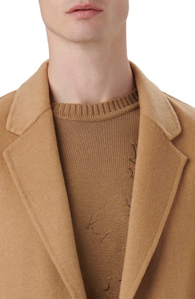 Shop Bugatchi Tailor Fit Wool Blend Longline Coat In Camel