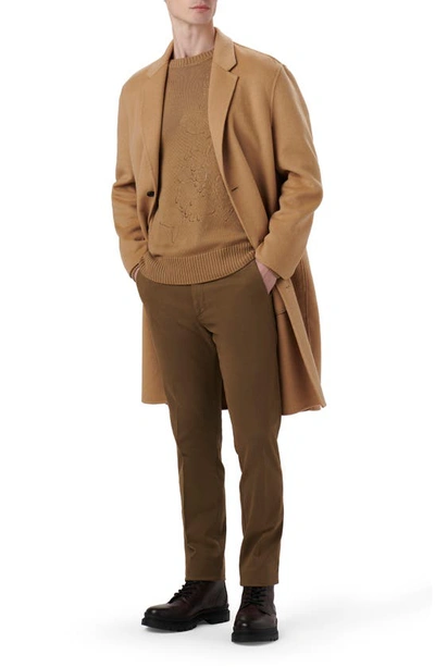 Shop Bugatchi Tailor Fit Wool Blend Longline Coat In Camel