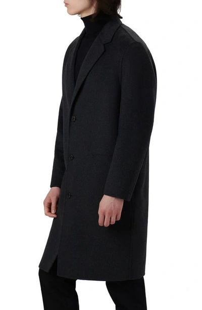 Bugatchi Tailor Fit Wool Blend Longline Coat In Anthracite