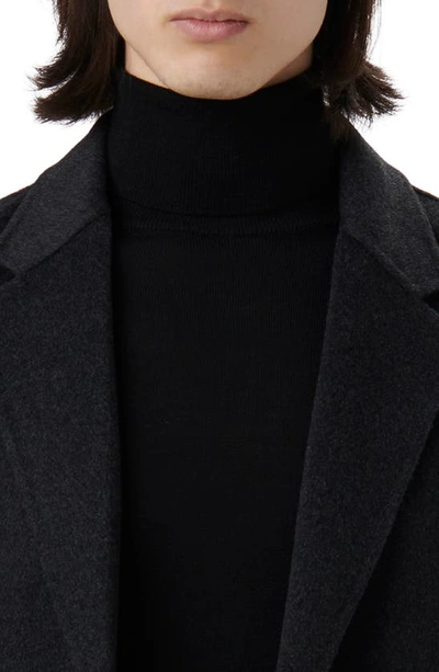Bugatchi Tailor Fit Wool Blend Longline Coat In Anthracite
