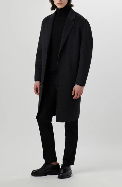 Shop Bugatchi Tailor Fit Wool Blend Longline Coat In Anthracite