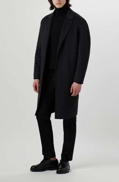 Bugatchi Tailor Fit Wool Blend Longline Coat In Anthracite