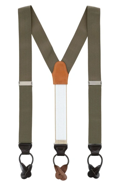 Shop Trafalgar Solid Suspenders In Olive Green