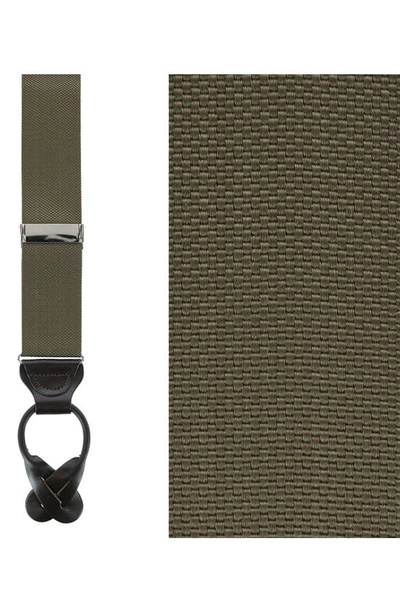 Shop Trafalgar Solid Suspenders In Olive Green