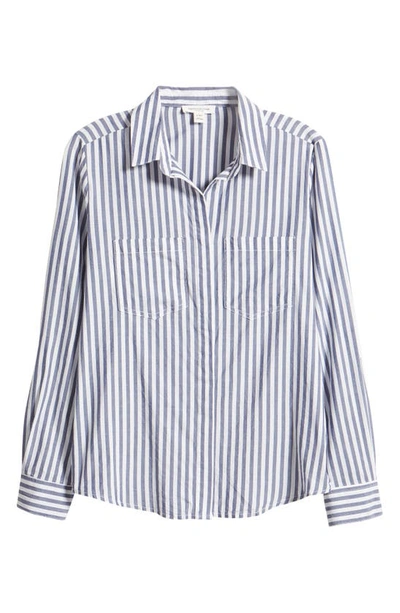 Shop Beachlunchlounge Stripe Cotton & Modal Button-up Shirt In Covent Garden