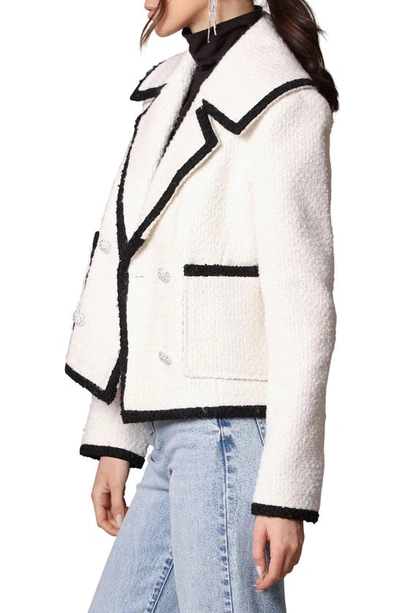 Avec Les Filles Trim Double Breasted Coat In Ivory