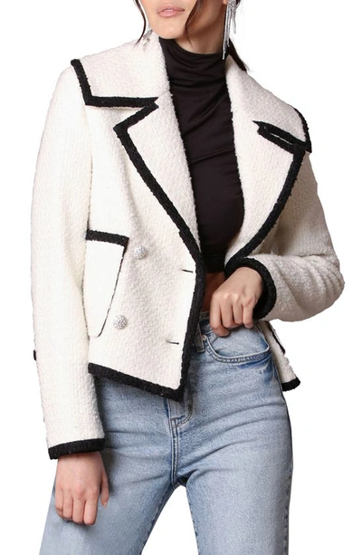 Avec Les Filles Trim Double Breasted Coat In Ivory