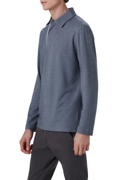 Shop Bugatchi Long Sleeve Stretch Cotton Knit Polo In Navy