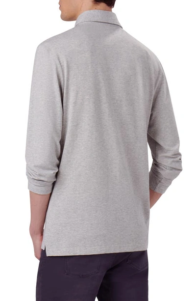Shop Bugatchi Long Sleeve Stretch Cotton Knit Polo In Cement