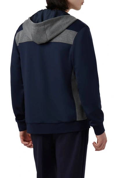 Shop Bugatchi Full Zip Hoodie Jacket In Navy