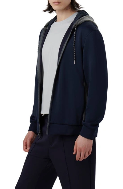 Shop Bugatchi Full Zip Hoodie Jacket In Navy