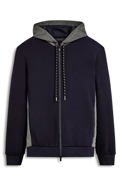 Shop Bugatchi Full Zip Hoodie Jacket In Navy