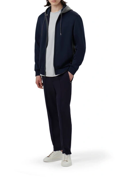 Shop Bugatchi Full Zip Hoodie Jacket In Navy