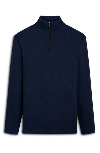 Shop Bugatchi Quarter Zip Pullover In Navy