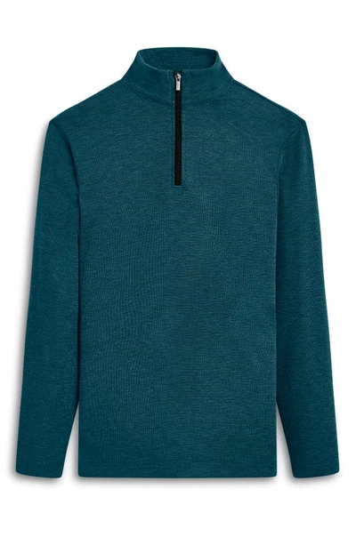 Bugatchi Quarter Zip Pullover In Peacock