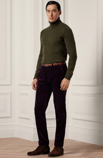 Shop Ralph Lauren Purple Label Cashmere Turtleneck Sweater In Loden Melange
