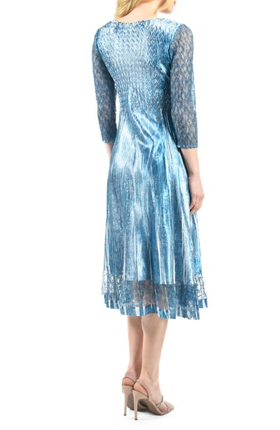 Shop Komarov Lace Sleeve Charmeuse Cocktail Dress In Velvet Stone