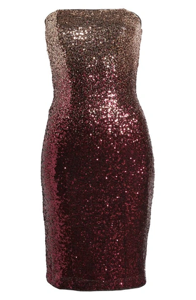 Shop Jewel Badgley Mischka Sequin Strapless Cocktail Dress In Fuchsia Multi