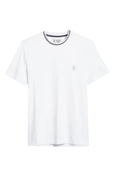 Shop Original Penguin Slim Fit Logo Graphic Cotton Interlock T-shirt In Bright White