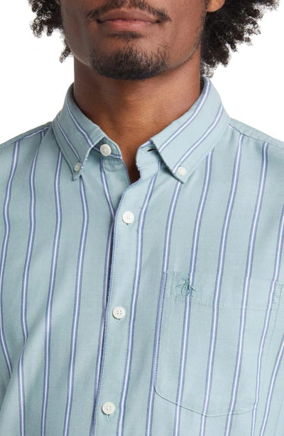Shop Original Penguin Slim Fit Stripe Button-down Shirt In Oil Blue