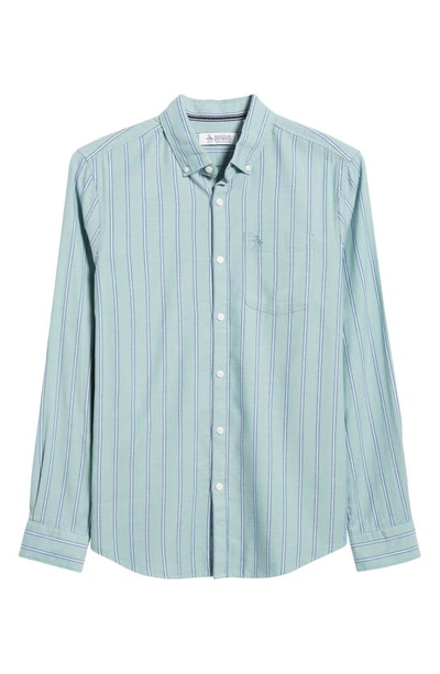 Shop Original Penguin Slim Fit Stripe Button-down Shirt In Oil Blue