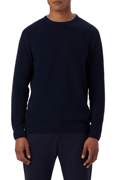 Shop Bugatchi Merino Wool & Cashmere Blend Waffle Stitch Sweater In Navy