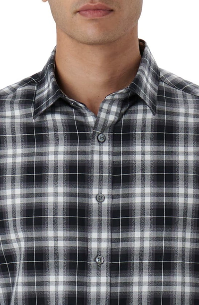 Bugatchi Julian Shaped Fit Plaid Cotton Button-up Shirt In Black