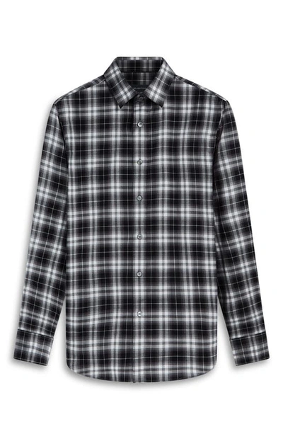 Bugatchi Julian Shaped Fit Plaid Cotton Button-up Shirt In Black