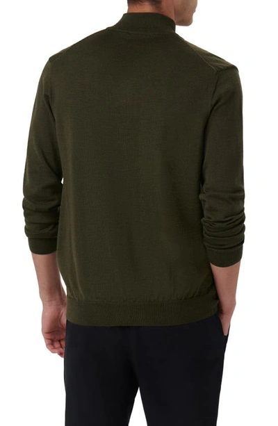 Bugatchi Quarter Zip Merino Wool Pullover In Khaki
