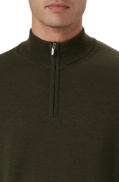 Bugatchi Quarter Zip Merino Wool Pullover In Khaki