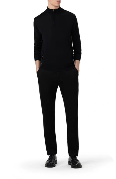 Shop Bugatchi Quarter Zip Merino Wool Pullover In Caviar