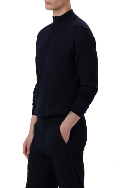 Shop Bugatchi Quarter Zip Merino Wool Pullover In Navy