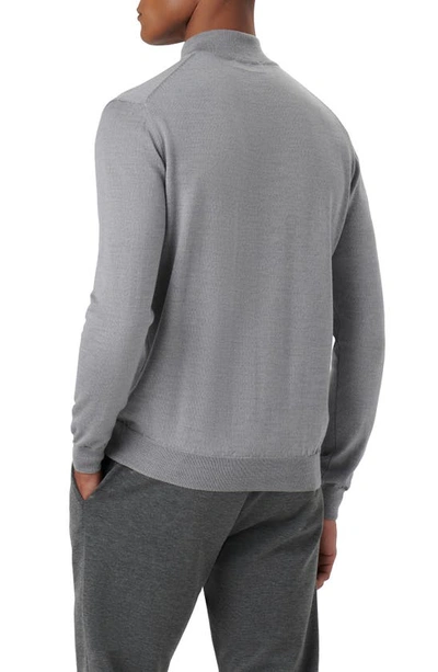 Bugatchi Quarter Zip Merino Wool Pullover In Cement