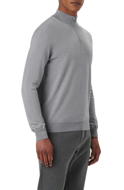 Bugatchi Quarter Zip Merino Wool Pullover In Cement