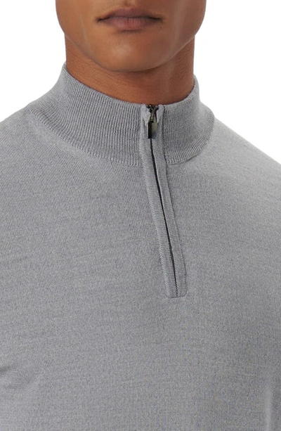 Bugatchi Quarter Zip Merino Wool Pullover In Cement