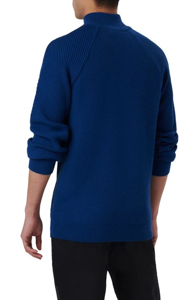 Shop Bugatchi Diagonal Stitch Quarter Zip Sweater In Night Blue