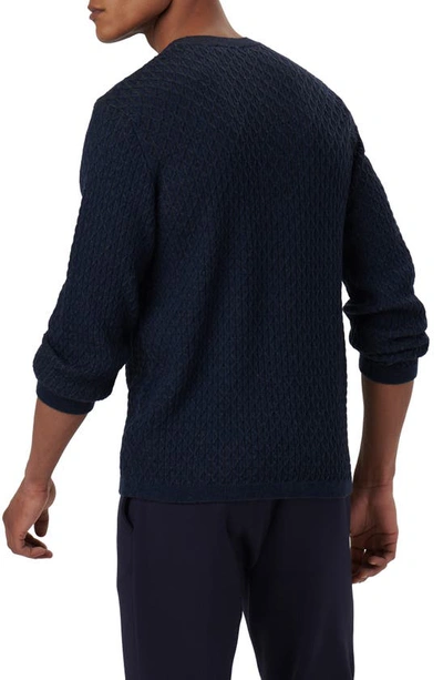 Shop Bugatchi Merino Wool Diamond Stitch Sweater In Navy