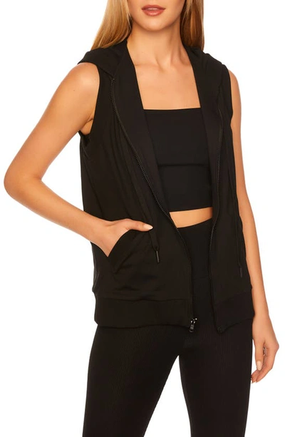 Shop Susana Monaco Hooded Zip Vest In Black