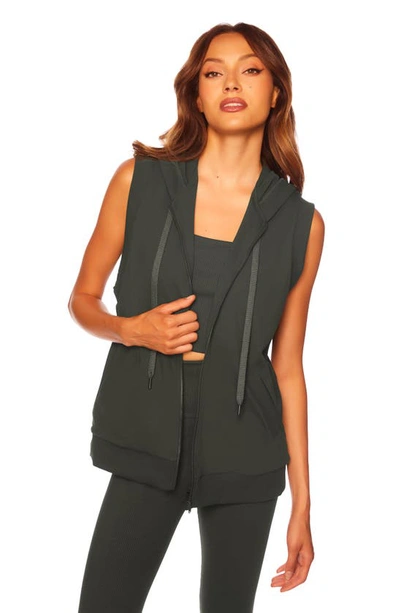 Shop Susana Monaco Hooded Zip Vest In Hunter