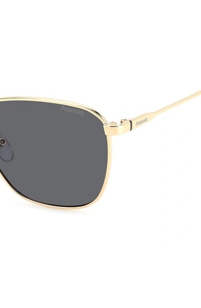 Shop Polaroid 56mm Polarized Rectangular Sunglasses In Gold/ Gray Polarized