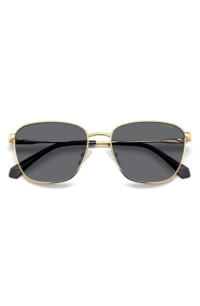 Polaroid 56mm Polarized Rectangular Sunglasses In Gold/ Gray Polarized