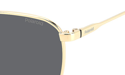 Polaroid 56mm Polarized Rectangular Sunglasses In Gold/ Gray Polarized