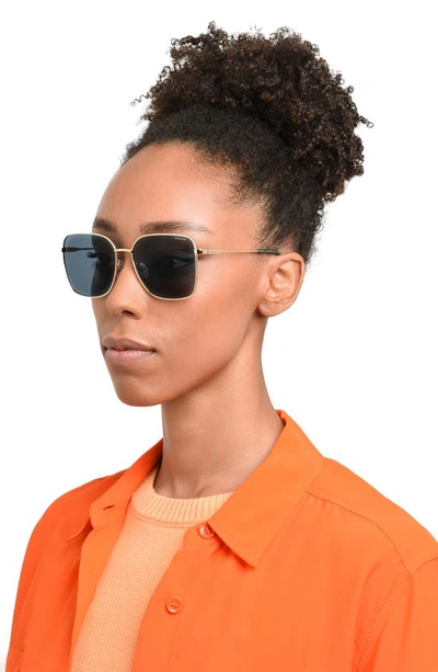 Polaroid 58mm Polarized Rectangular Sunglasses In Gold Teal/ Blue Polarized