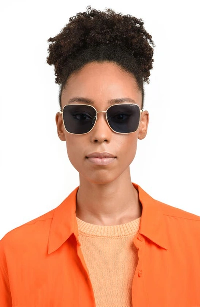 Polaroid 58mm Polarized Rectangular Sunglasses In Gold Teal/ Blue Polarized